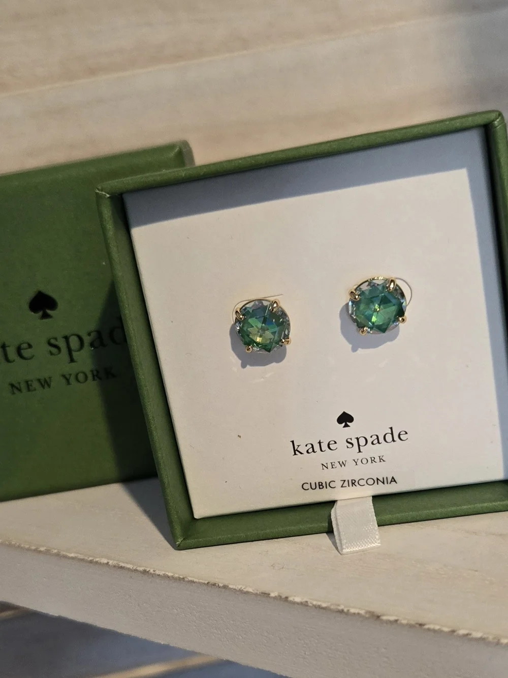 kate spade Gold-Tone Green Faceted Stud Earrings